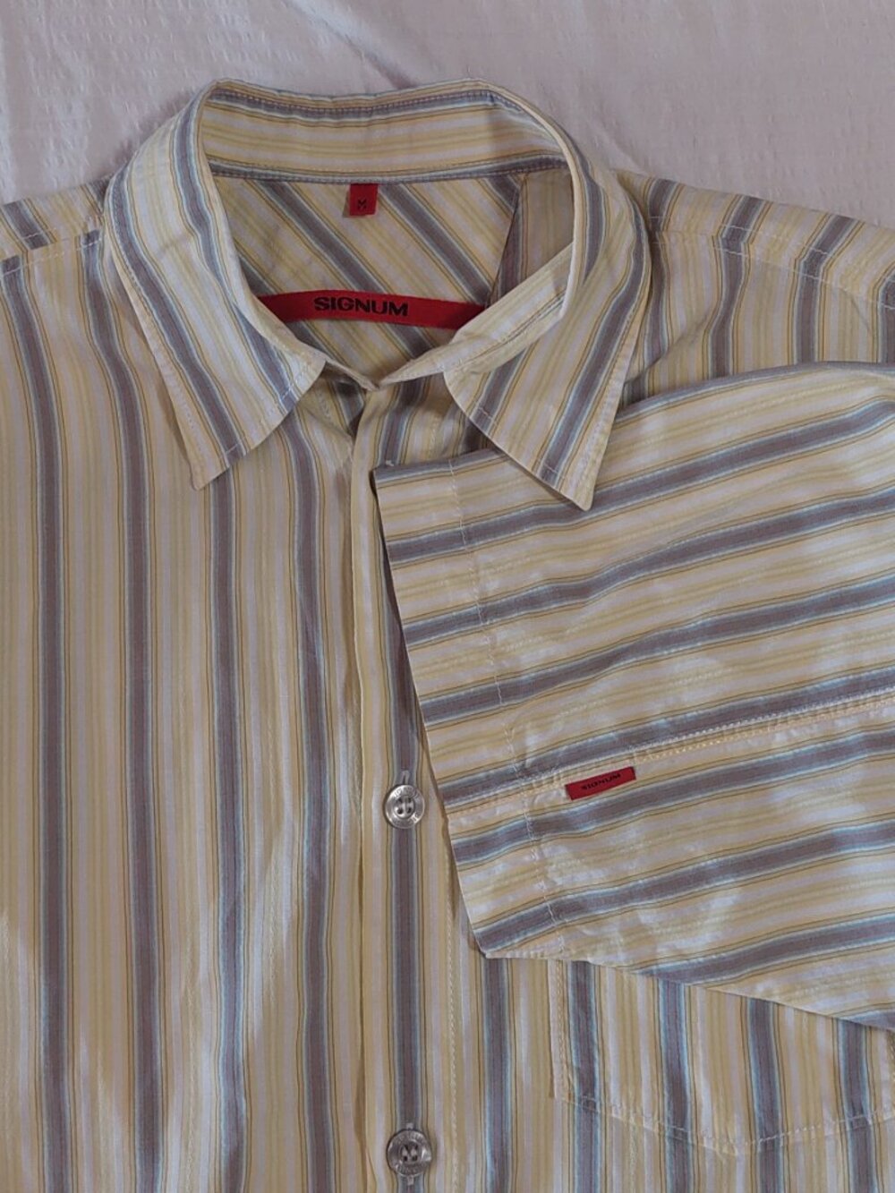 Signum Germany Men's Size M Short Sleeve Shirt Multicolored Vertical Striped
